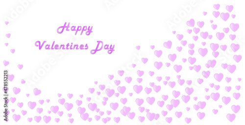  Purple hearts with the inscription Happy Valentine's Day on a white background. Happy World Women's Day, love.