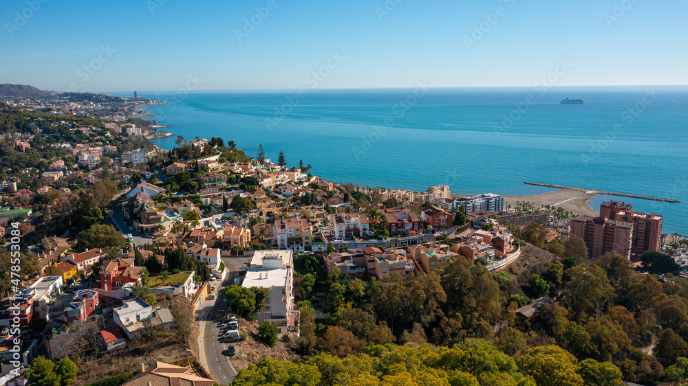 Aerial photo from drone to of Malaga and the new residential areas of Malaga.Spain, Costa del sol, Andalusia (Series)

