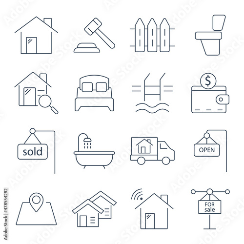Real Estate icons set . Real Estate pack symbol vector elements for infographic web