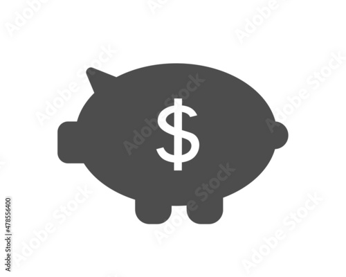 Piggy bank. Flat money box with dollar symbol. Vector icon isolated on white background.