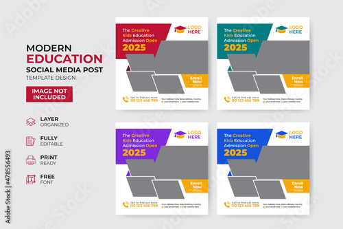 Creative and modern education admission social media post template