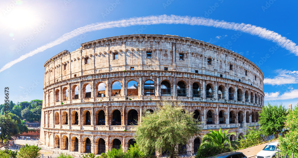 Full view of Coliseum, famous place of visit of Rome, Italy