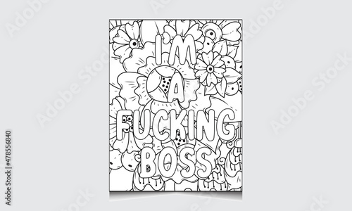Swear Word Coloring Page Interior For Adult Man And Woman, Curse Word Coloring Book Interior