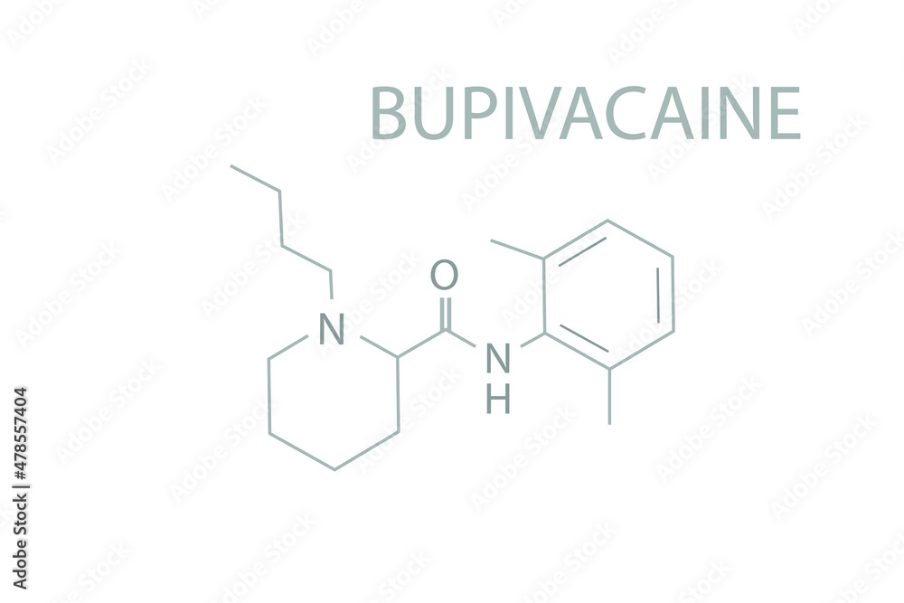 Bupivacaine molecular skeletal chemical formula.