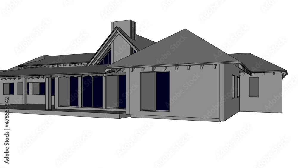 3d render of ranch, texas house