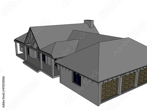 3d render of a factory building