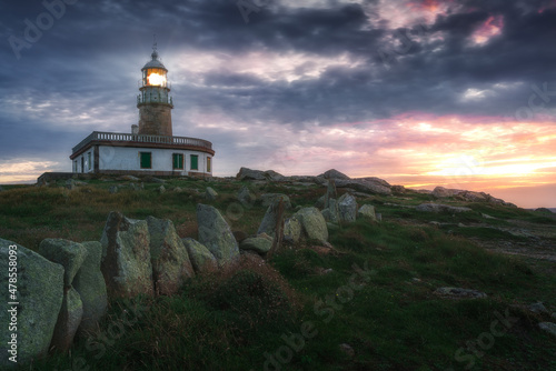 Moody image of a lighthouse at sunset