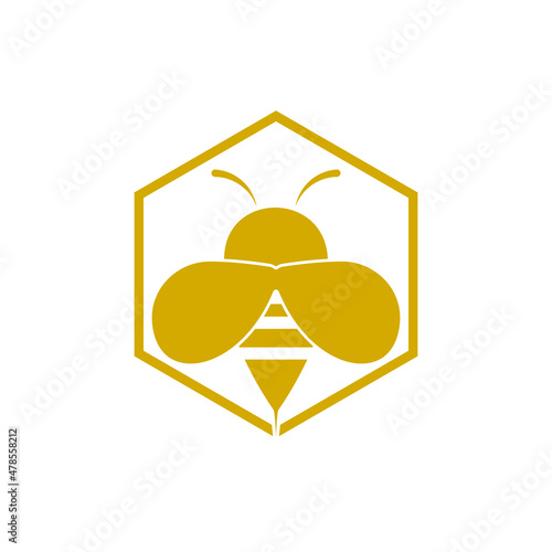 Working bee on honeycomb icon isolated on white background