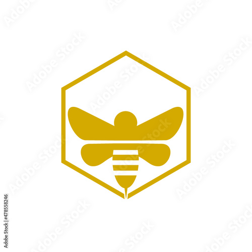 Working bee on honeycomb icon isolated on white background