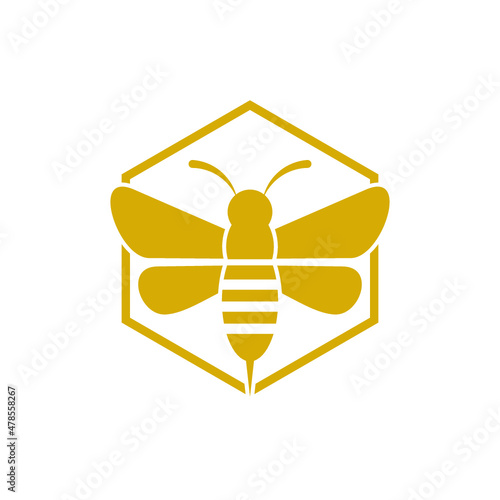 Working bee on honeycomb icon isolated on white background