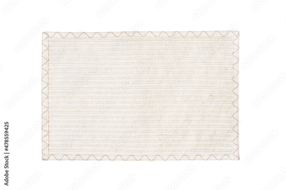 Top view of white woven rectangular placemat, isolated Top view of white woven rectangular placemat, isolated