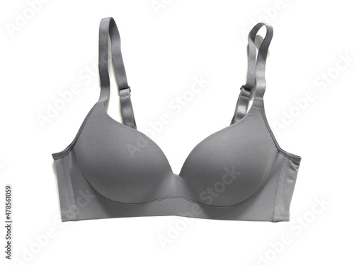 Gray bra isolated on white background photo