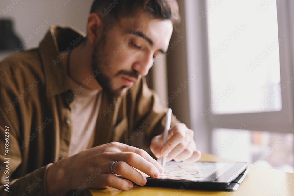 male designer drawing illustration male designer drawing illustration