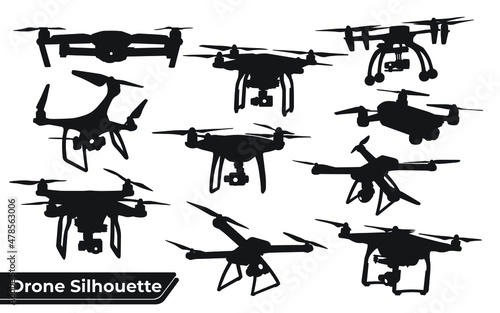 Flying Drone Silhouette vector illustration