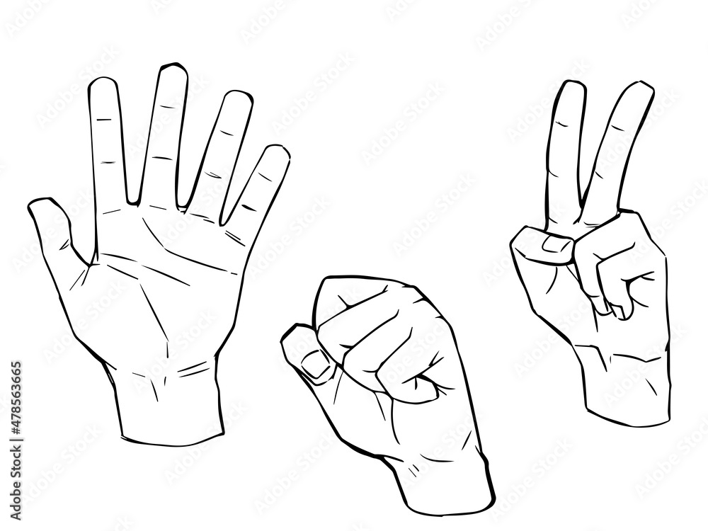 リアルな手のイラスト じゃんけん線画 Stock Vector Adobe Stock リアルな手のイラスト じゃんけん線画 Stock Vector Adobe Stock