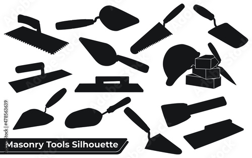 Collection of Masonry tools silhouettes