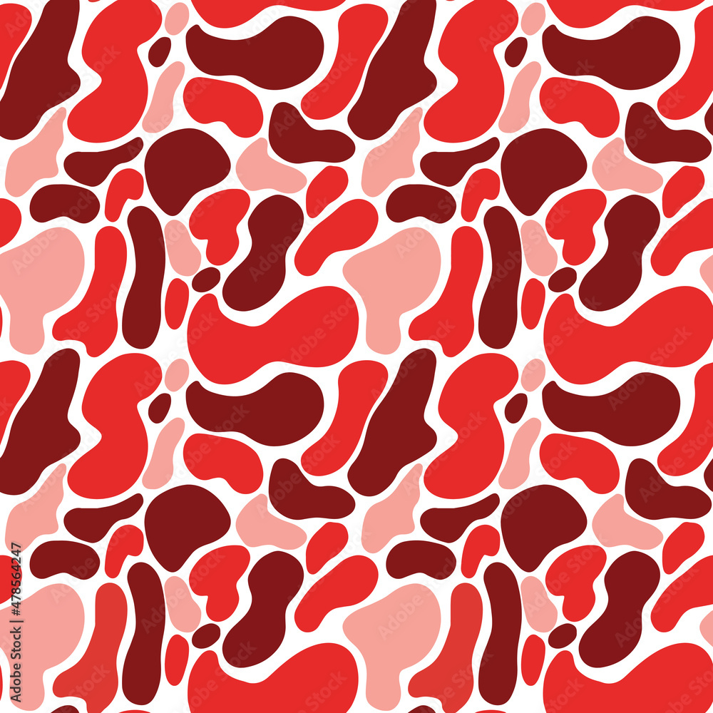 Modern trendy vector illustration with stains and organic shapes. Seamless texture of terracotta shapes for textile, background, paper, cover, fabric, interior decor and more. Valentine's day, love. Modern trendy vector illustration with stains and organic shapes. Seamless texture of terracotta shapes for textile, background, paper, cover, fabric, interior decor and more. Valentine's day, love.