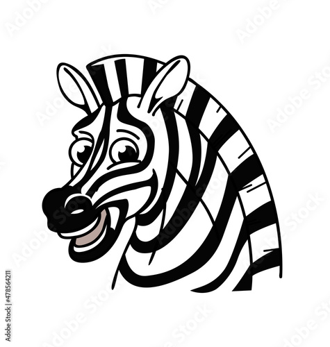 cartoon smiling happy zebra head