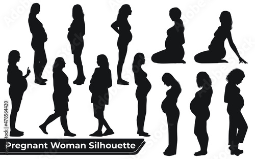 Collection of Pregnant Woman Silhouette vector