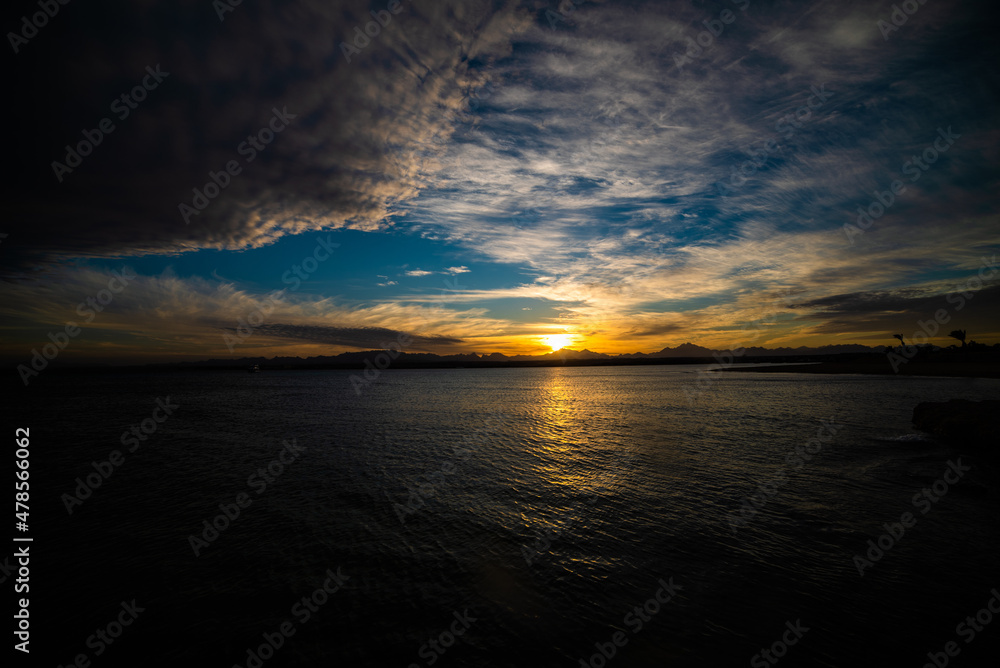 Beautiful colorful seascape. Sunset on sea. Beautiful colorful seascape. Sunset on sea.