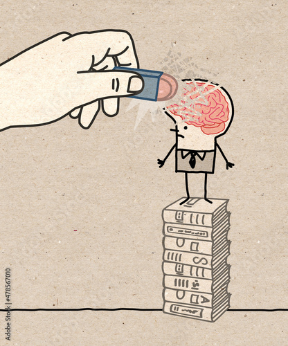 Big hand, Erasing the Brain of a Cartoon Erudite man