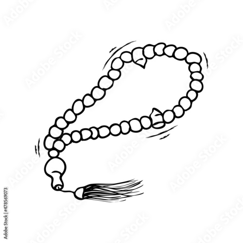 Muslim prayer beads with hand drawn sketching vector illustration
