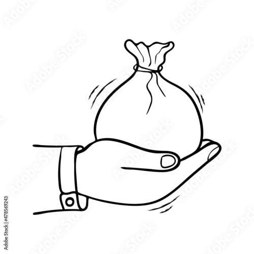 Muslims give alms or zakat in the month of ramadan with hand drawn sketching vector illustration