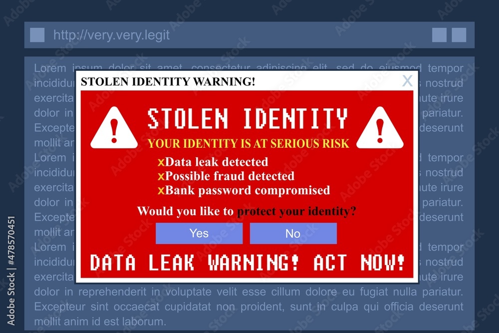 Wall Mural Stolen identity fake popup banner