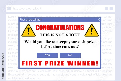 Internet scam fake banner photo