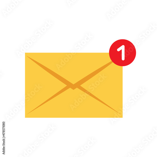 Mail icon. Concept of incoming email message. Symbol or SMS notification on electronic devices. Vector illustration. Flat