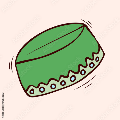 Muslim skullcap with colored hand drawn vector illustration photo