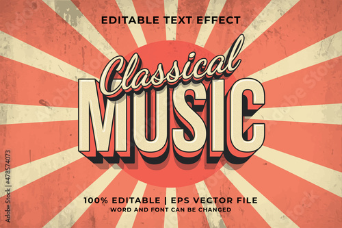 Editable text effect - Classical Music Retro template style premium vector
