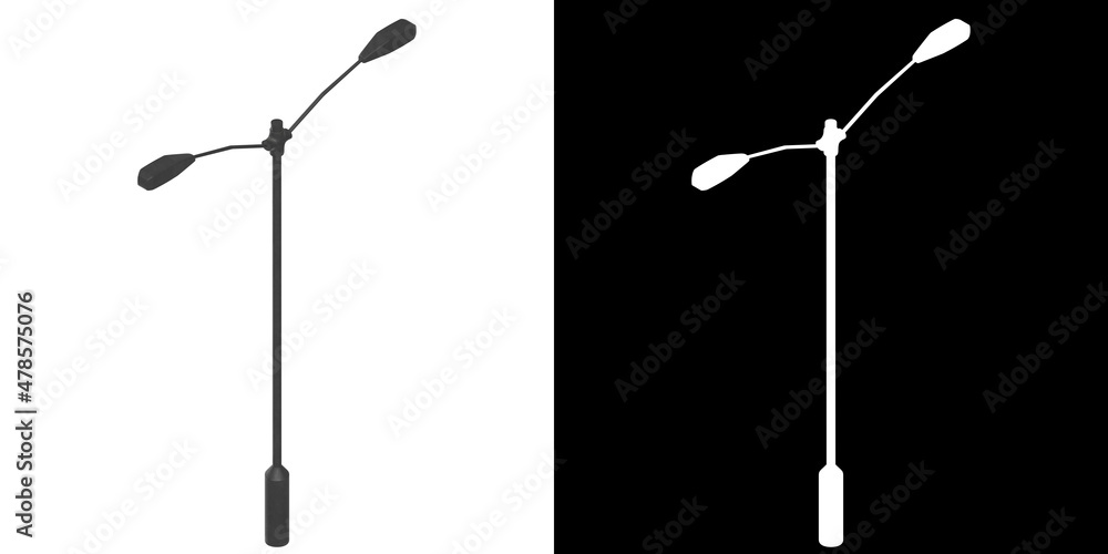 3D rendering illustration of a double street light 3D rendering illustration of a double street light