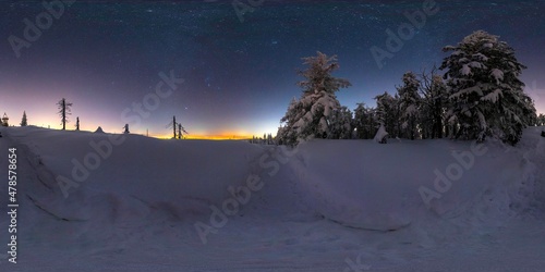 Fototapeta Naklejka Na Ścianę i Meble -  Spherical HDRI Panorama at night in the mountains 360 degree