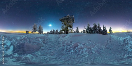 Fototapeta Naklejka Na Ścianę i Meble -  Spherical HDRI Panorama at night in the mountains 360 degree