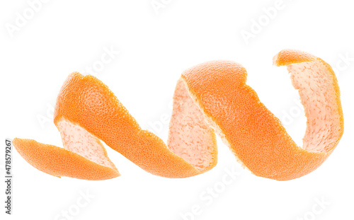 Peel of fresh grapefruit isolated on a white background. Ripe grapefruit zest.