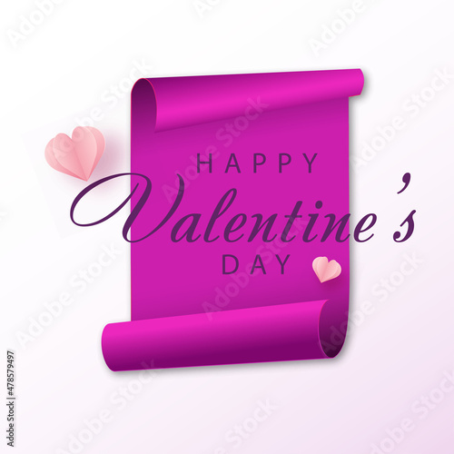 Concept of love and Valentine day with scroll paper. Vector.