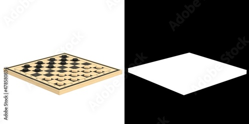 3D rendering illustration of a draughts game board photo