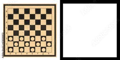 3D rendering illustration of a draughts game board photo