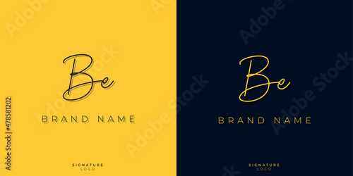 Minimal line art letters BE Signature logo. It will be used for Personal brand or other company.