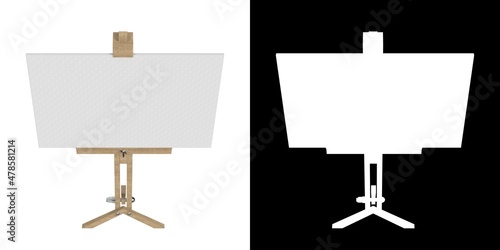 3D rendering illustration of a drawing canvas on tripod
