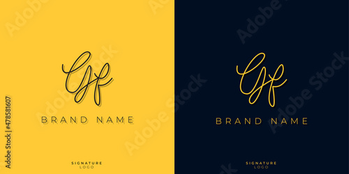 Minimal line art letters GF Signature logo. It will be used for Personal brand or other company.