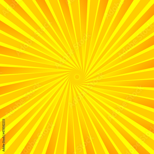 Yellow orange radial light rays - Vector Illustration