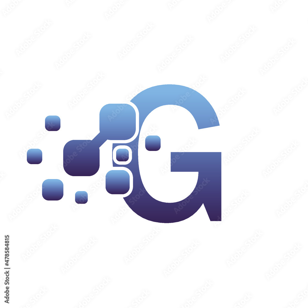 G Initial Letter Logo Design with Digital Pixels G Initial Letter Logo Design with Digital Pixels