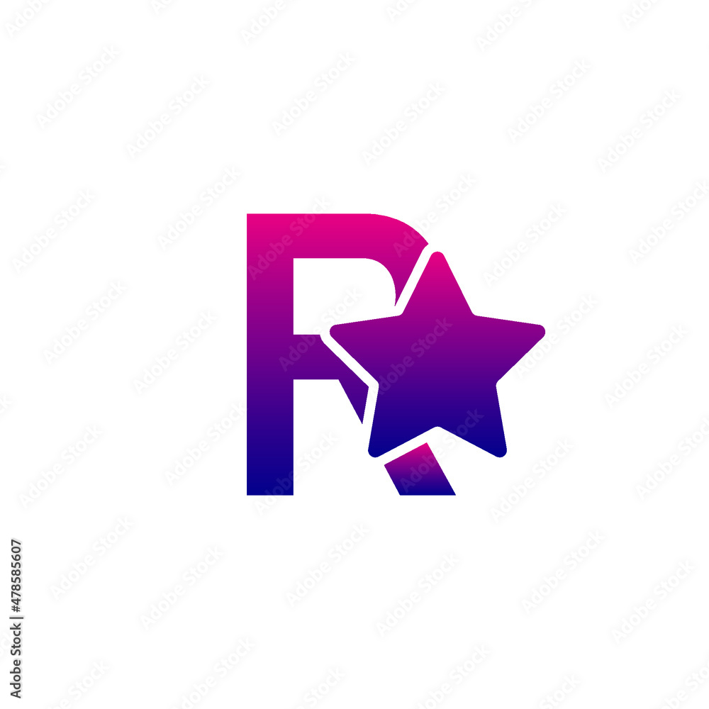 Vector initial R and star modern logo design Vector initial R and star modern logo design