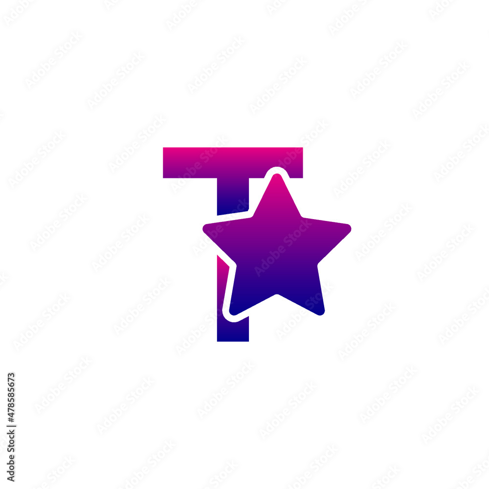 Vector initial T and star modern logo design Vector initial T and star modern logo design