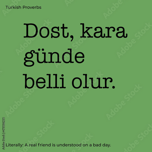Turkish proverb meaning "A real friend is understood on a bad day."
