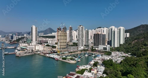 Wallpaper Mural Drone fly over Hong Kong city Torontodigital.ca