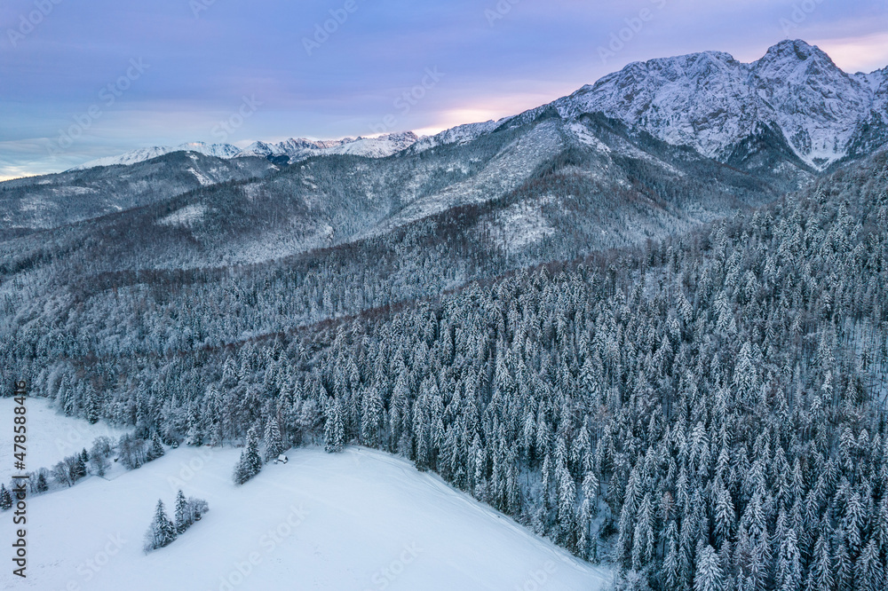 Mount Giewont at Winter in Tatra Park, Zakopane, Poland