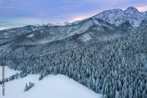Mount Giewont at Winter in Tatra Park, Zakopane, Poland